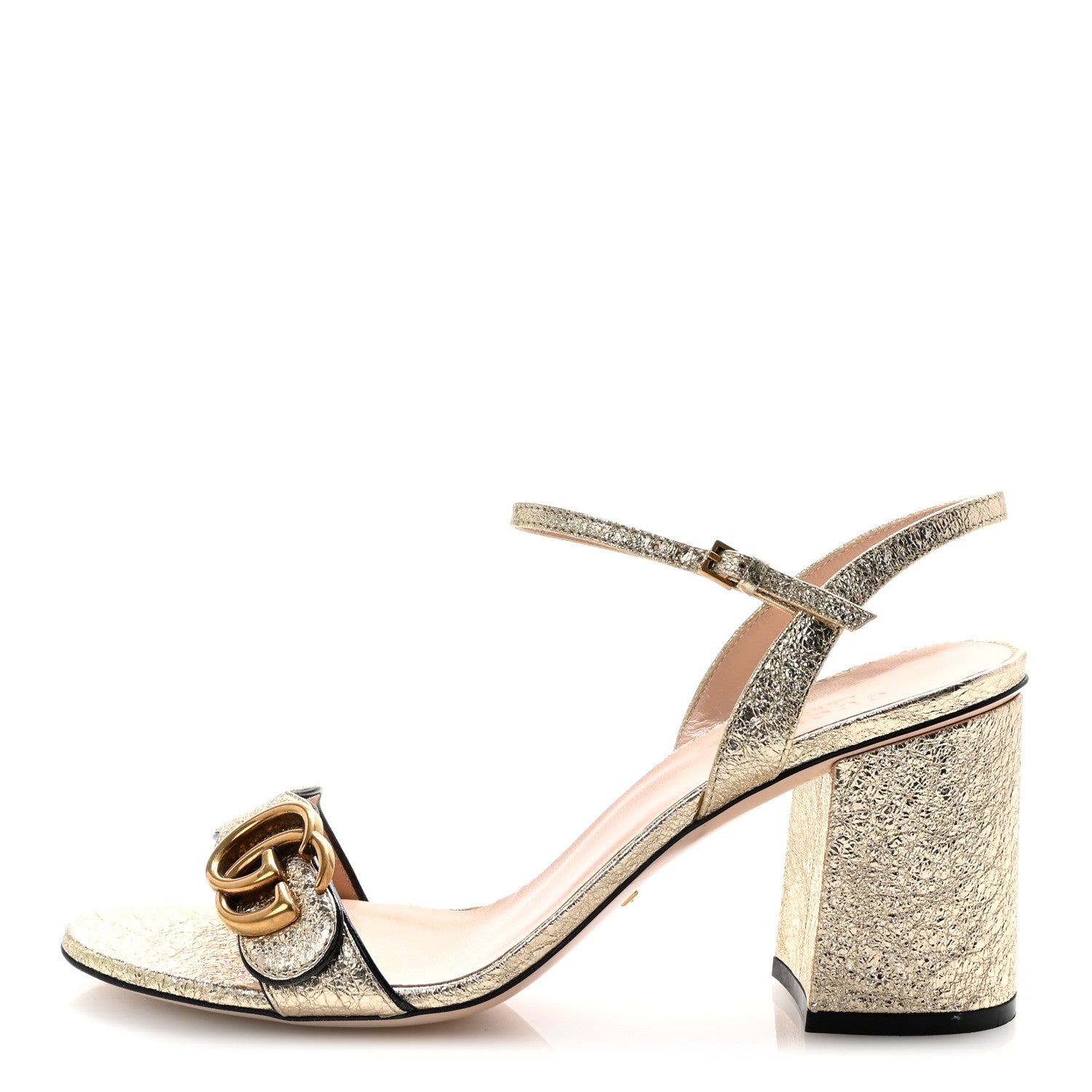 Gucci Galassia GG Marmont Ankle Wrap 75mm Sandals 40 Platino 1 of 9