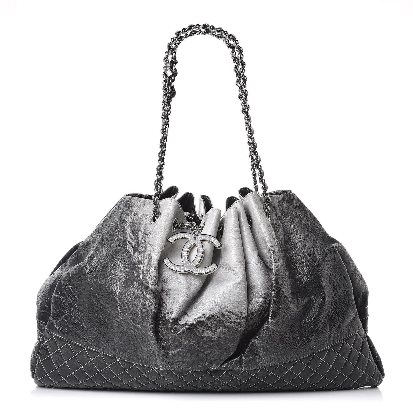 Vinyl Quilted Melrose Degrade Tote Black