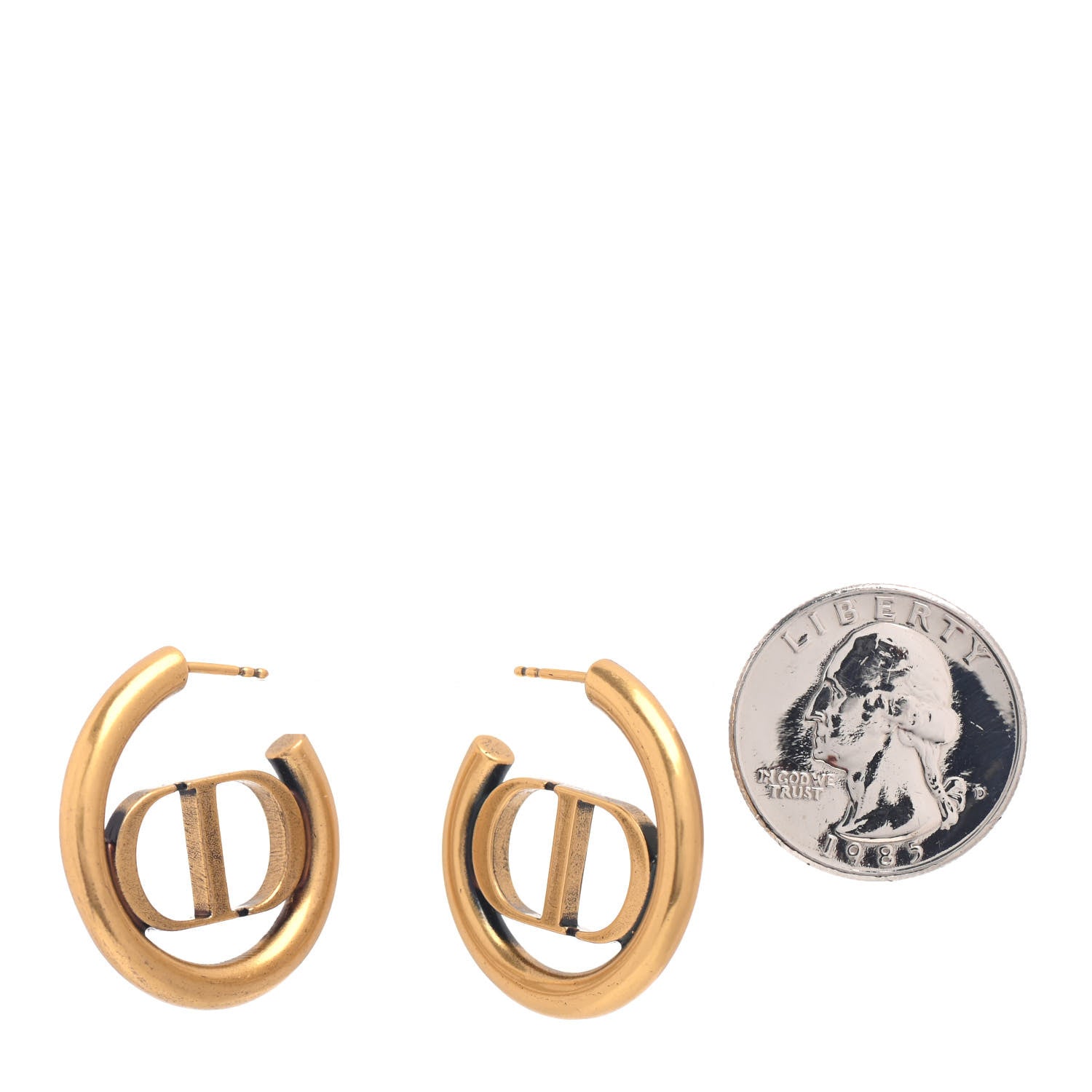 Christian Dior Metal 30 Montaigne Hoop Earrings Aged Gold 2 of 4