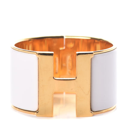 Hermes Enamel Extra Wide Clic Clac H Bracelet PM White 1 of 4