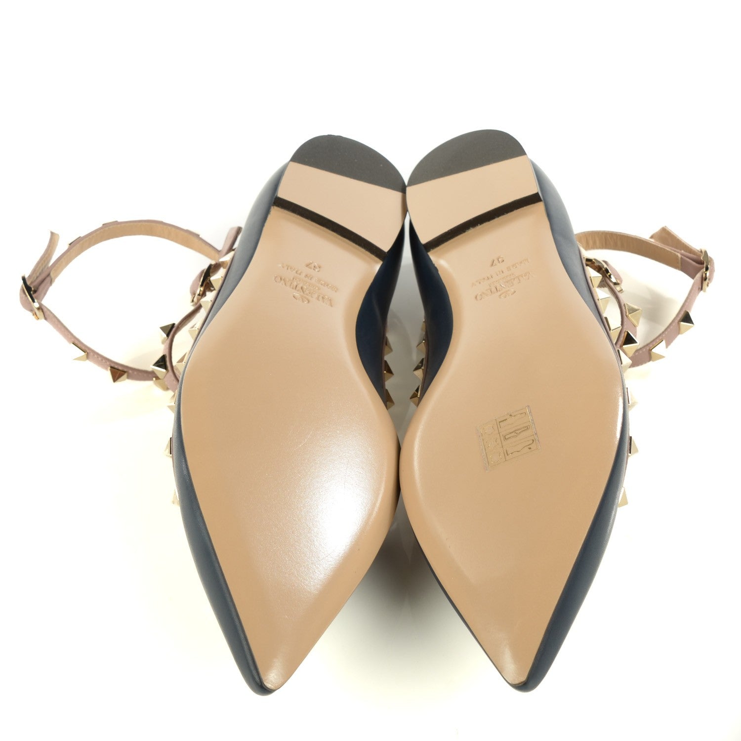 Valentino Garavani Nappa Rockstud Cage Ballerina Flats 37 Marine Poudre 5 of 8