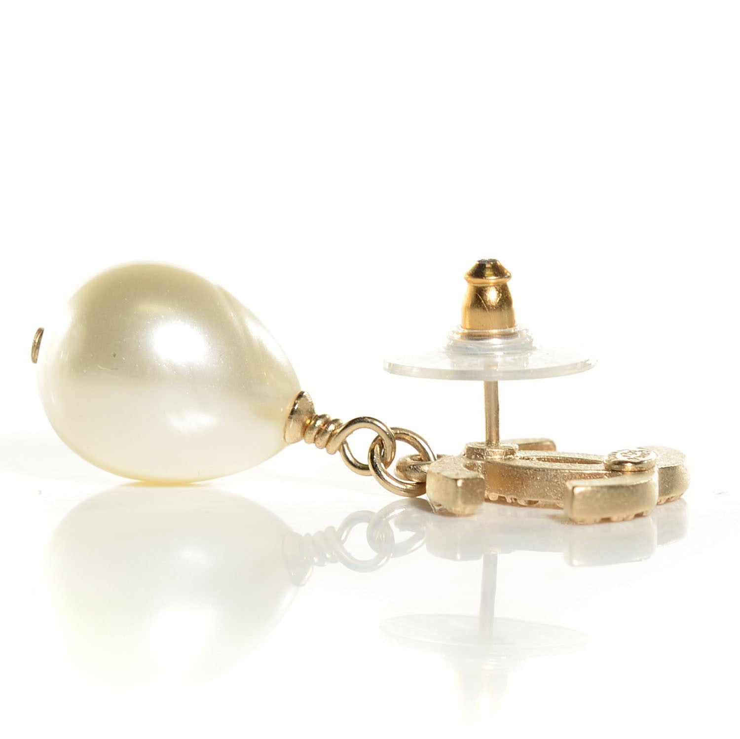 Chanel Pearl CC Drop Earrings Gold 3 of 5