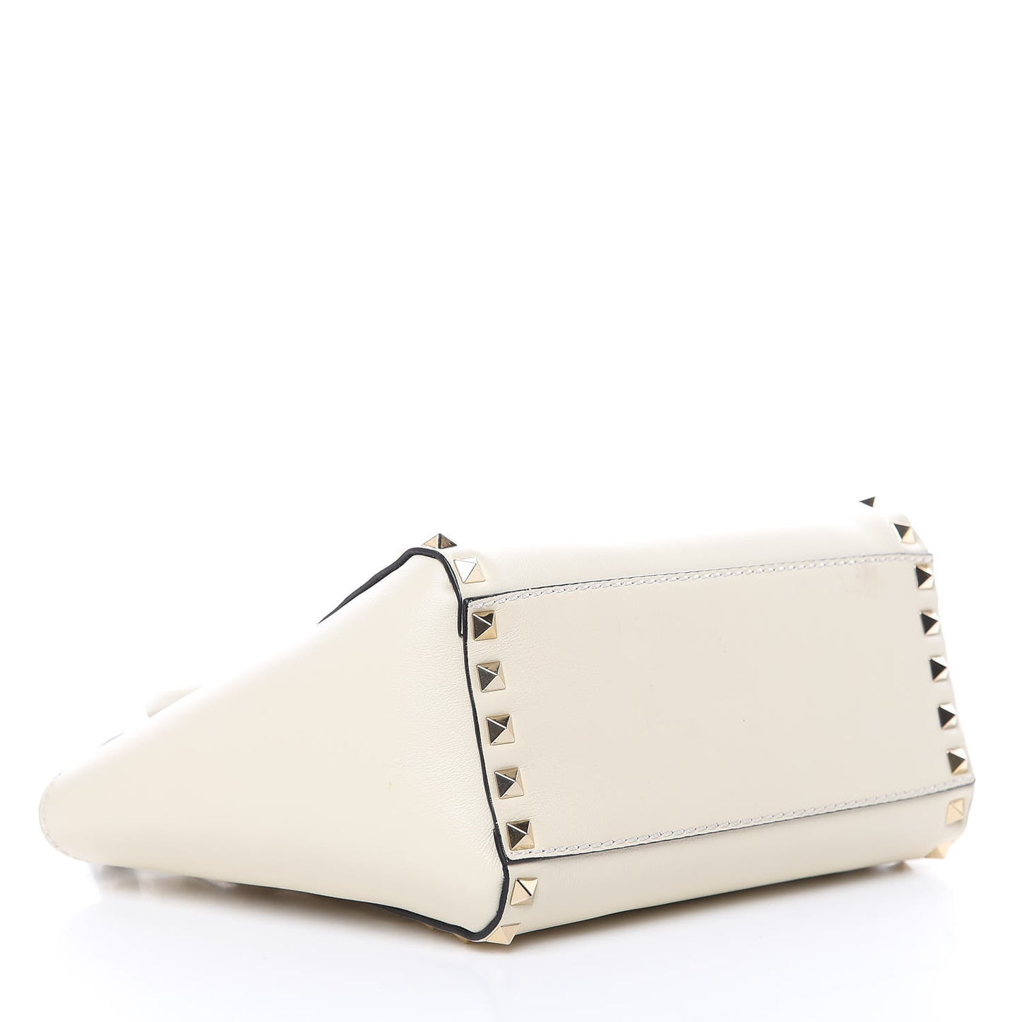 Vitello Mini Rockstud Double Handle Tote Ivory