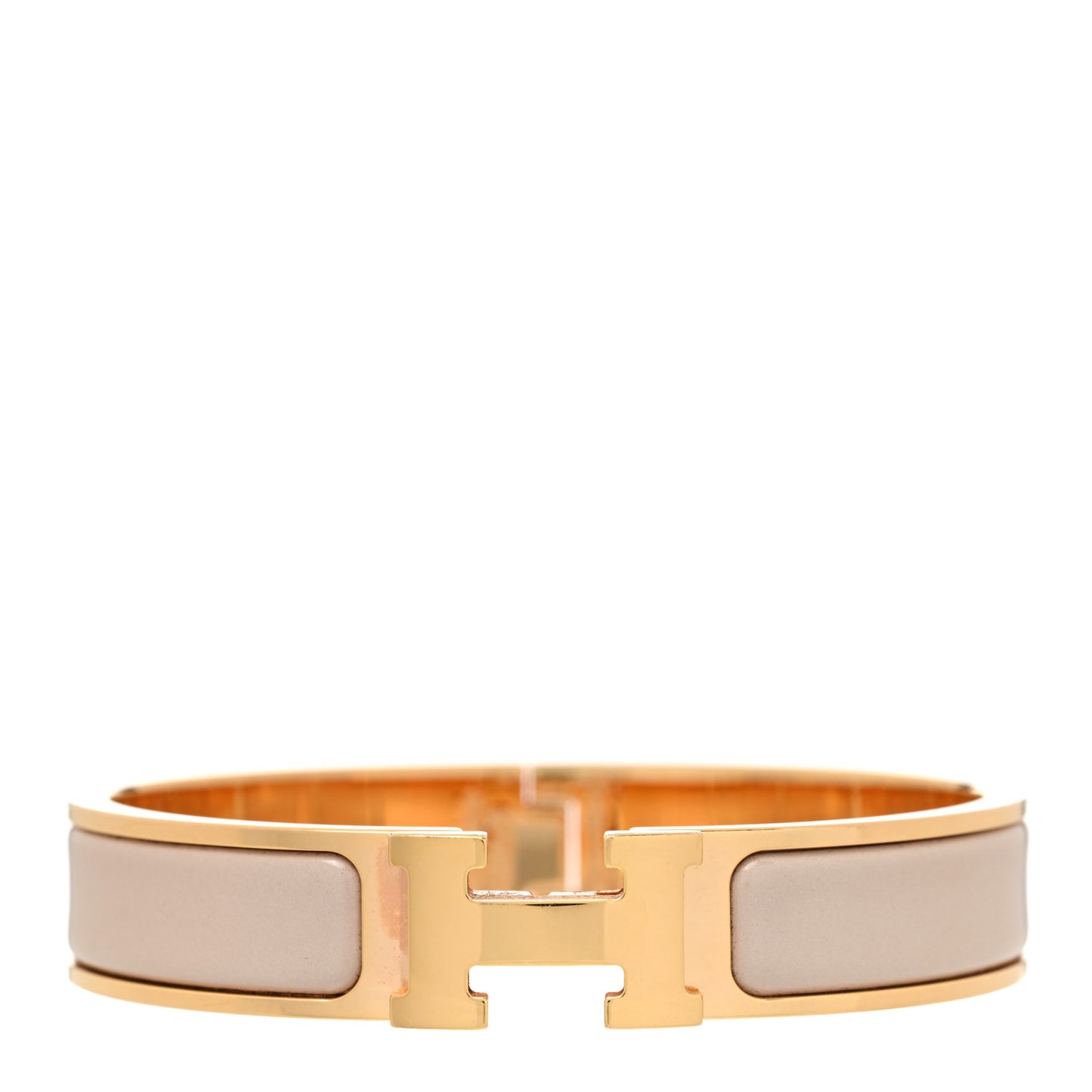 Enamel Narrow Clic Clac H Bracelet PM Marron Glace