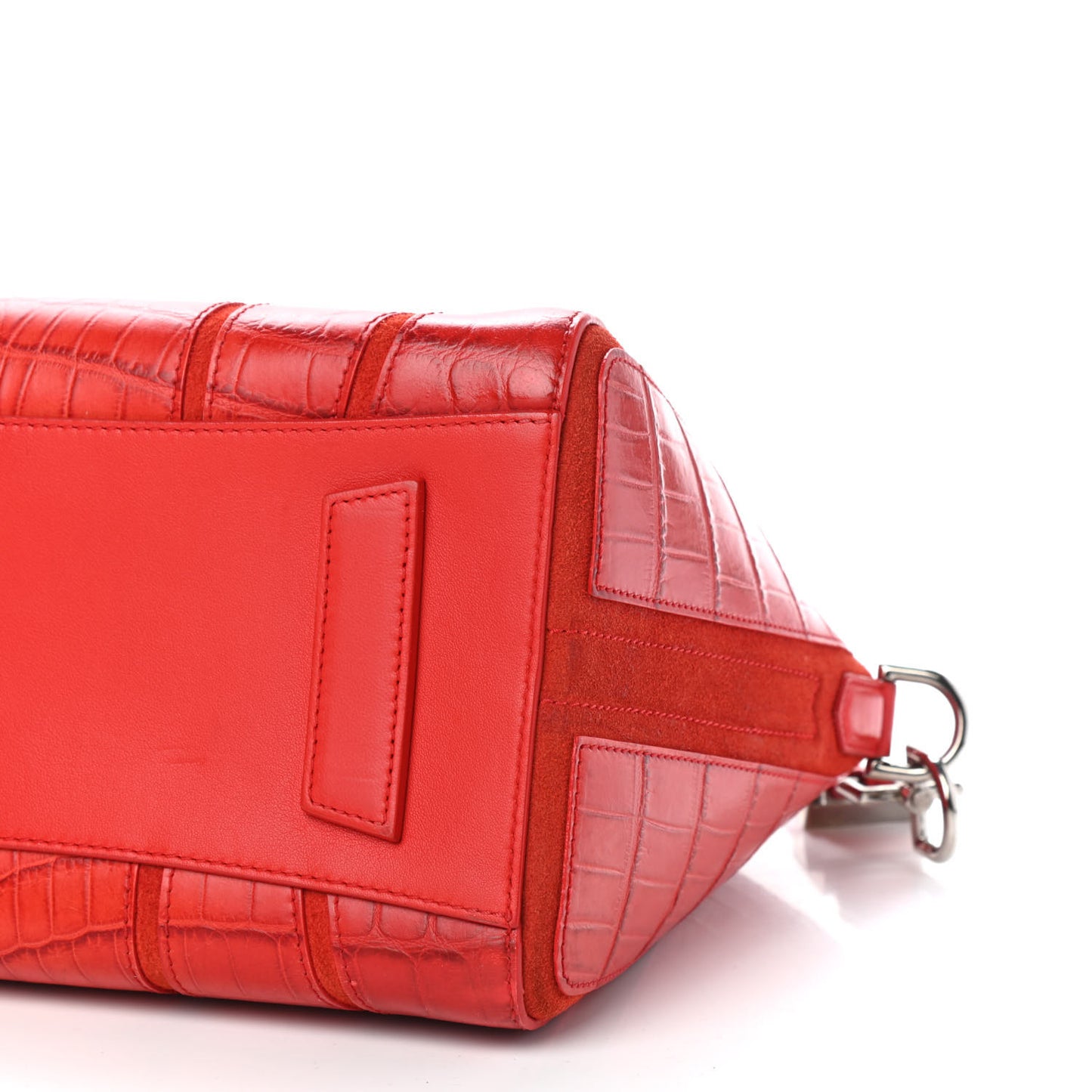 Calfskin Crocodile Embossed Small Antigona Red