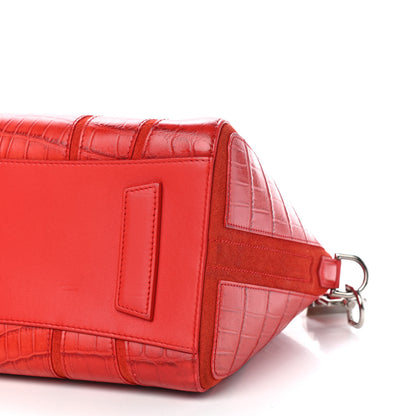 Givenchy Calfskin Crocodile Embossed Small Antigona Red 9 of 11