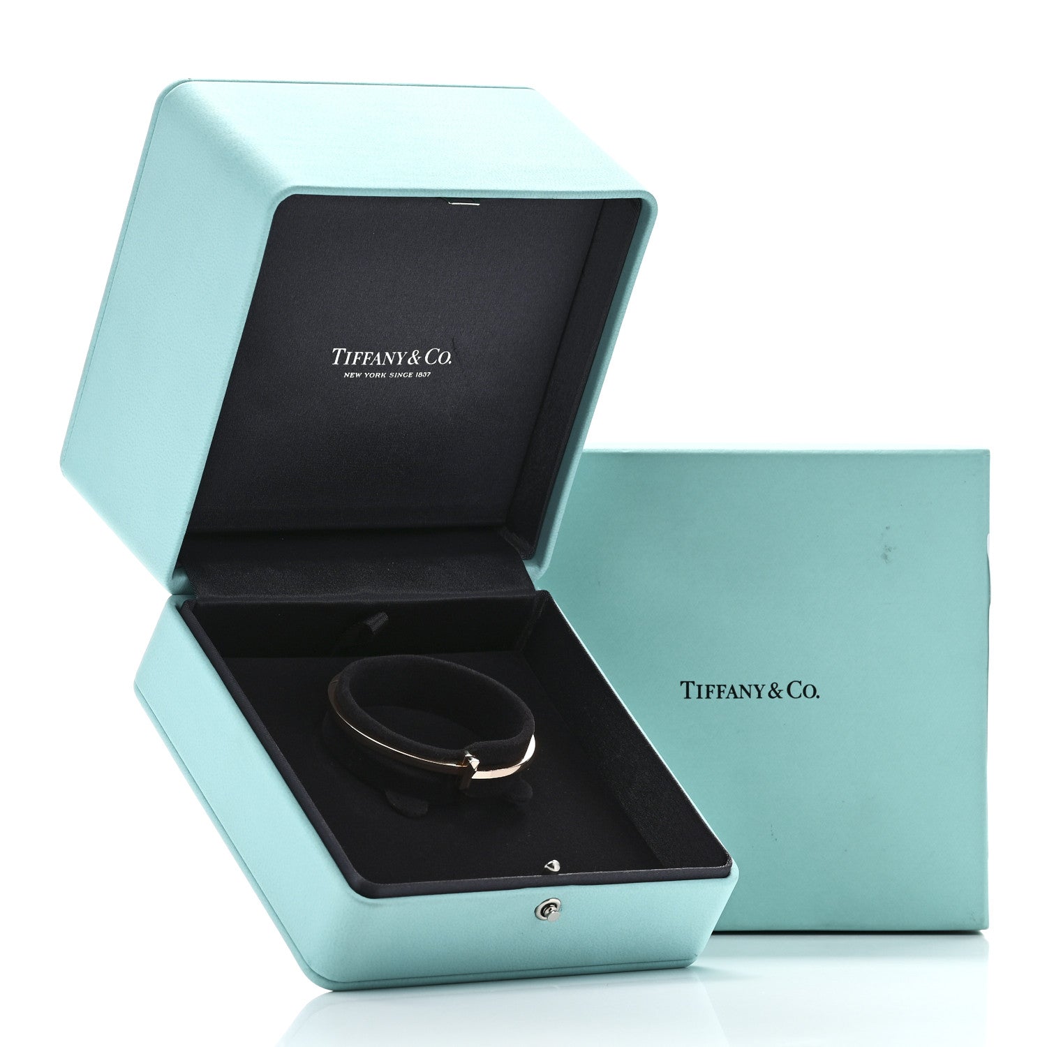 Tiffany 18K Rose Gold Narrow T T1 Hinged Bangle Bracelet 4 of 4