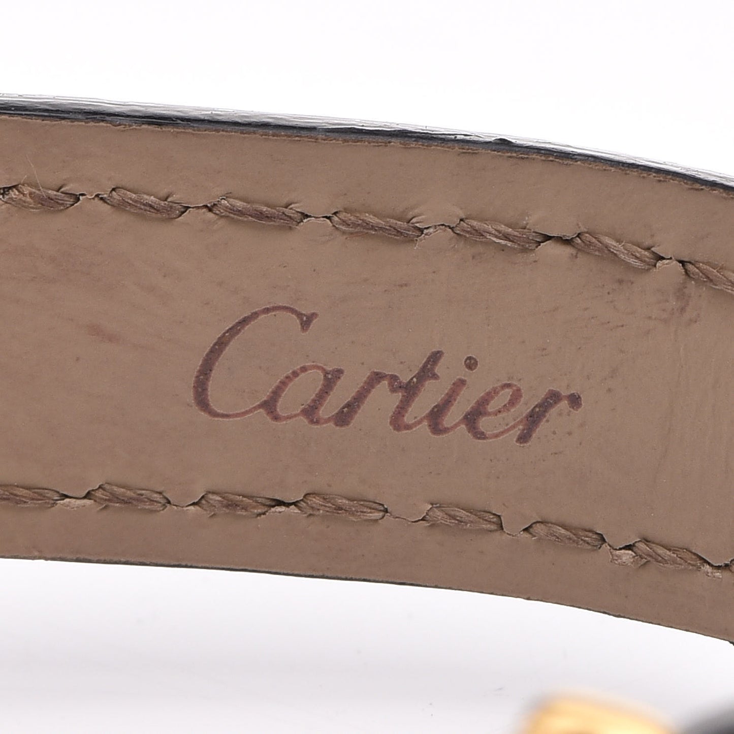 Sterling Silver Vermeil Alligator 23mm Must De Cartier Round Quartz Watch