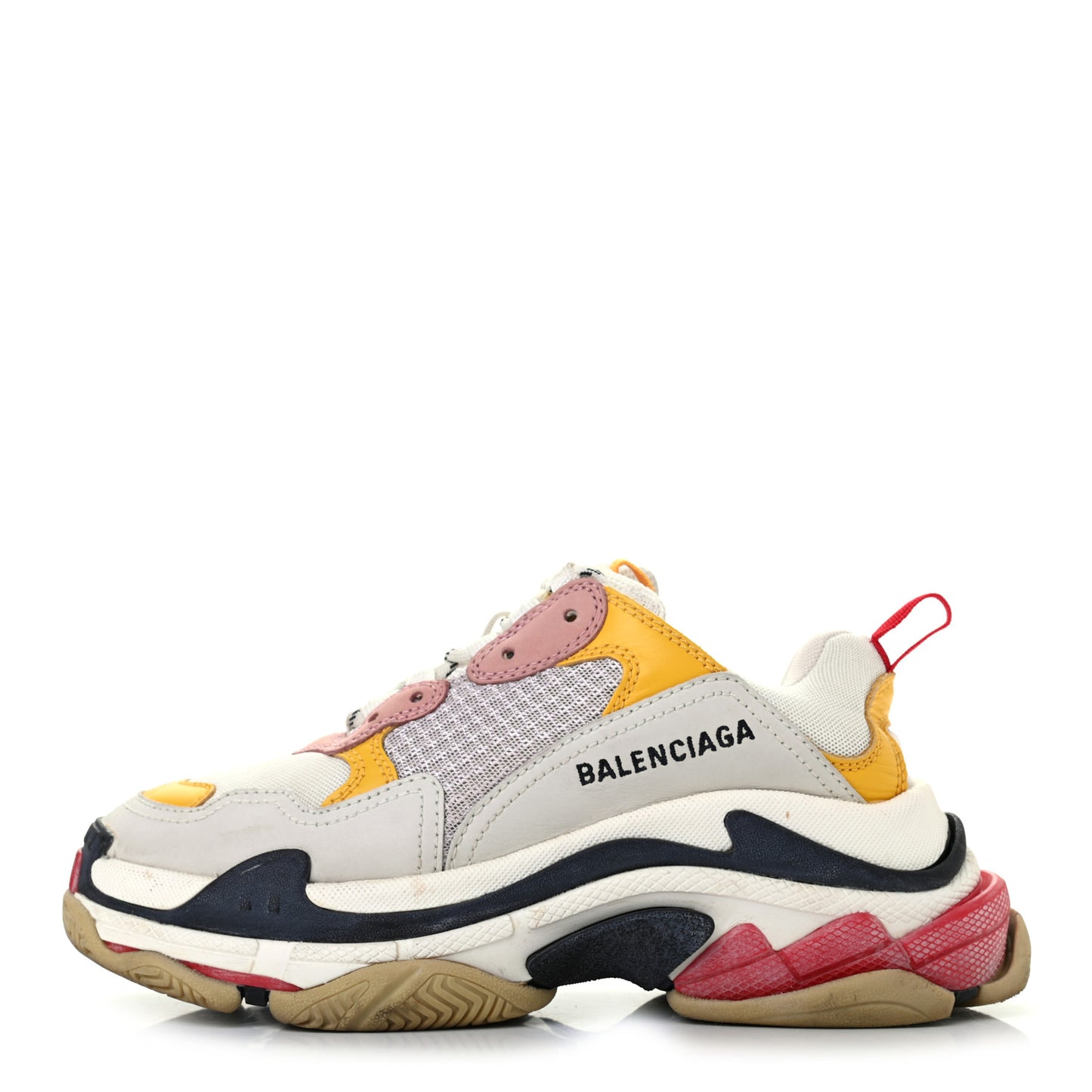 Mesh Nubuck Womens Triple S Sneakers 36 White Gris Jaune Rose