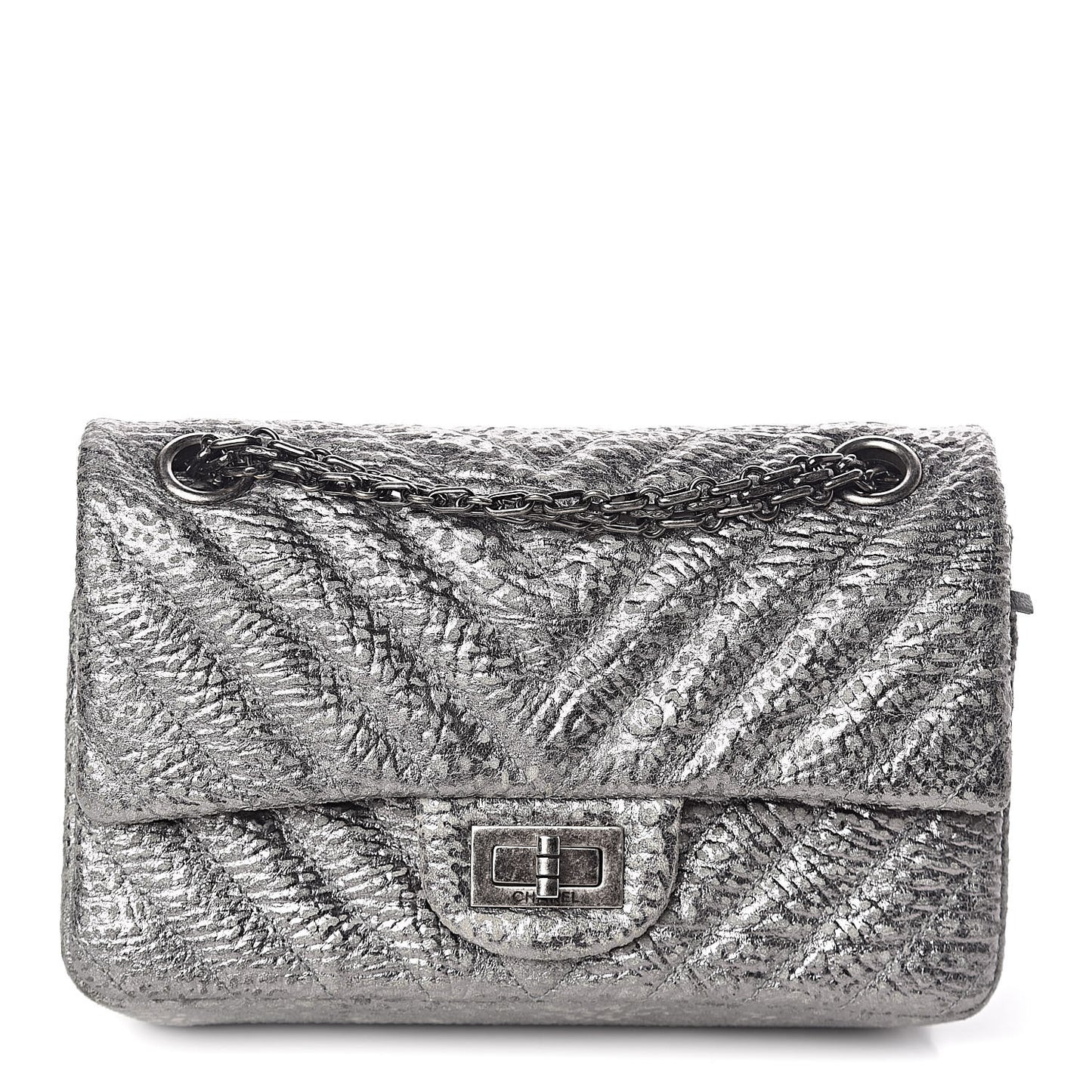 Metallic Grained Calfskin Chevron Quilted 2.55 Reissue 224 Flap