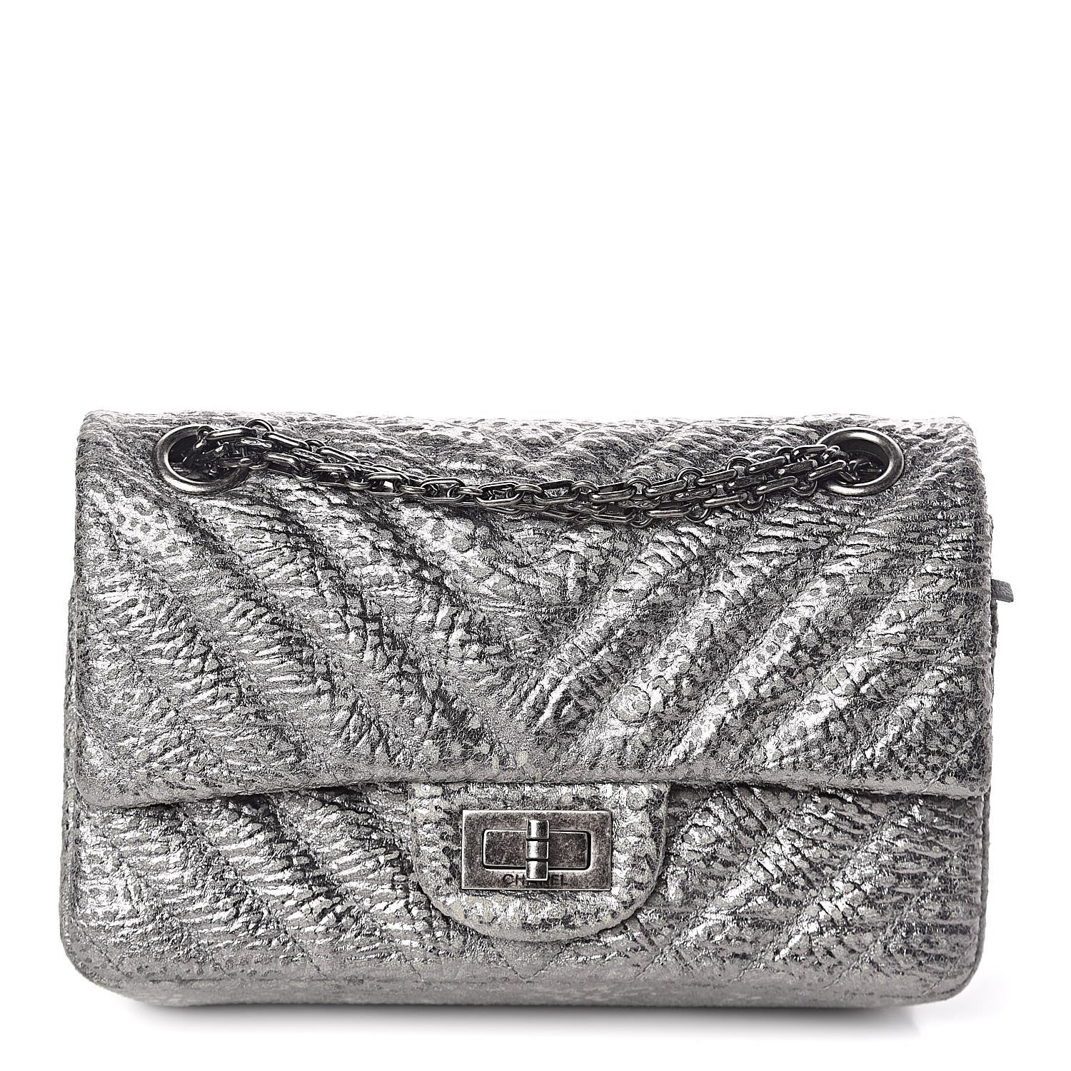 Chanel Metallic Grained Calfskin Chevron Quilted 2.55 Reissue 224 Flap 1 of 9