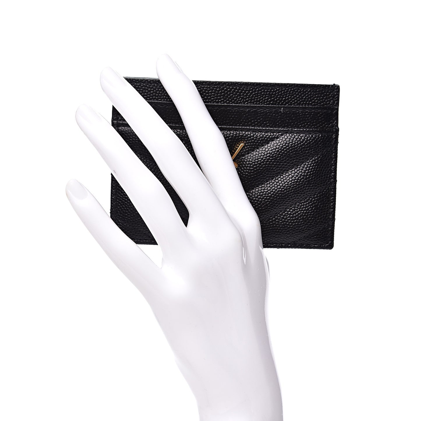 Grain De Poudre Matelasse Chevron Monogram Credit Card Case Black