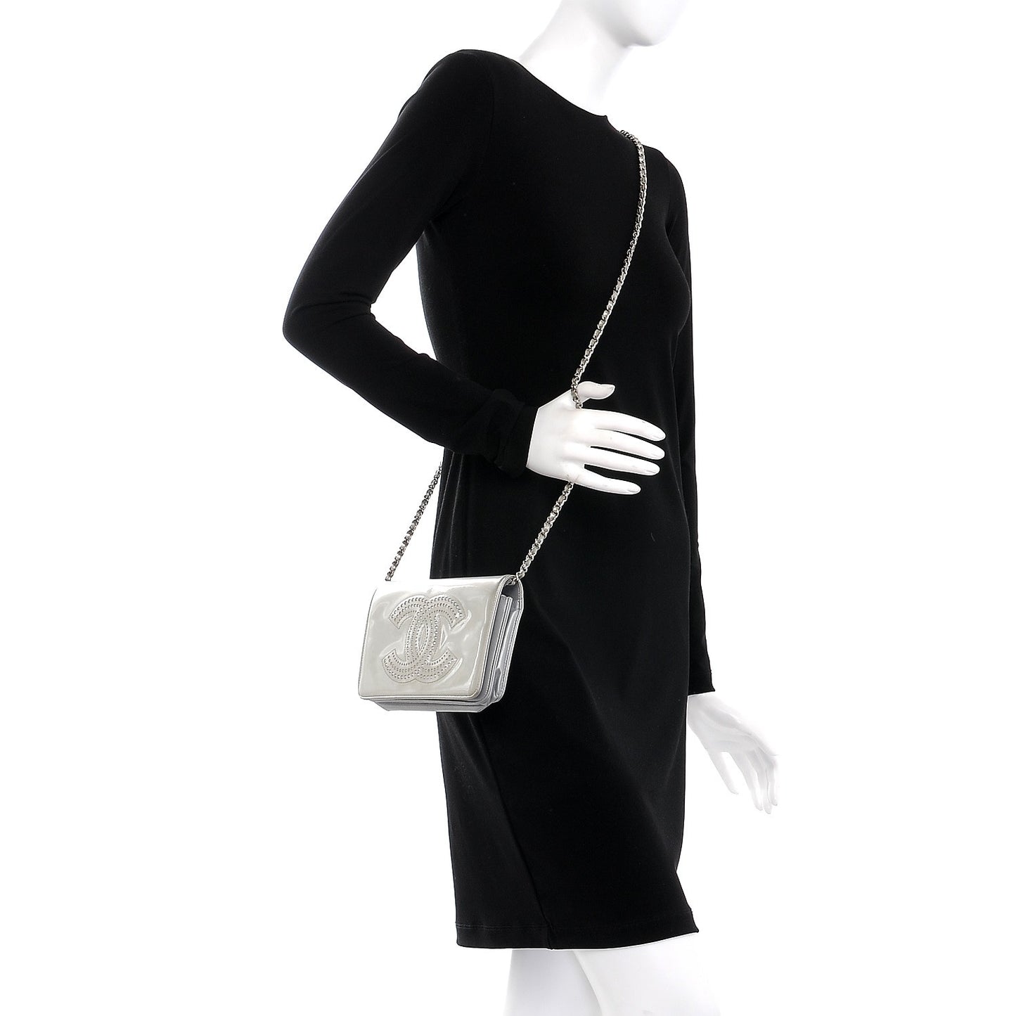Patent Strass Wallet On Chain WOC Silver