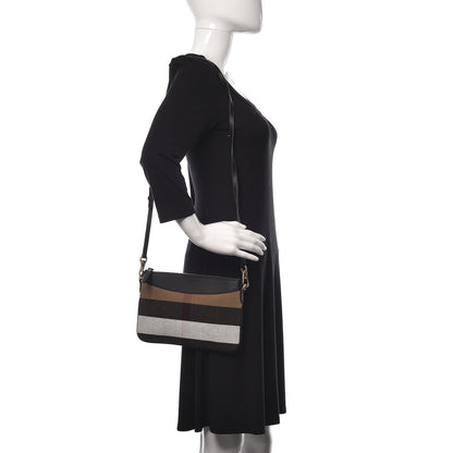 Burberry Mega Check Peyton Crossbody Clutch Bag Black 2 of 11