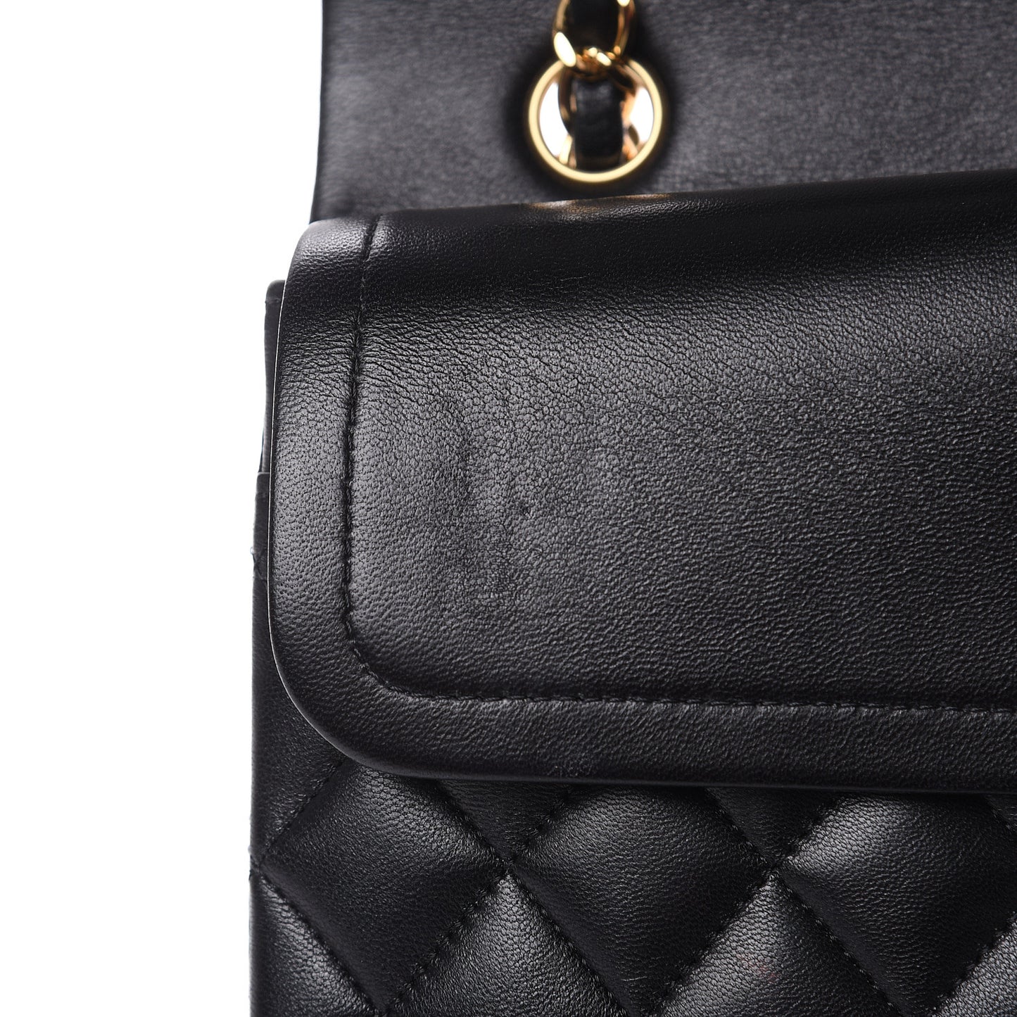 Lambskin Quilted Medium Double Flap Black