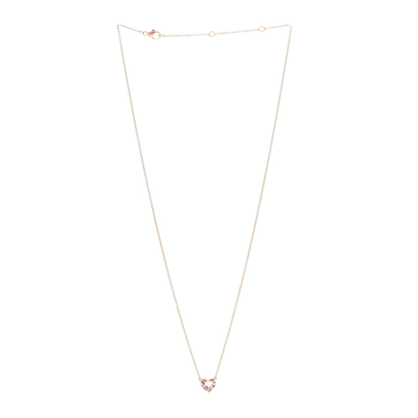18K Rose Gold Morganite 8mm Chatelaine Heart Pendant Necklace