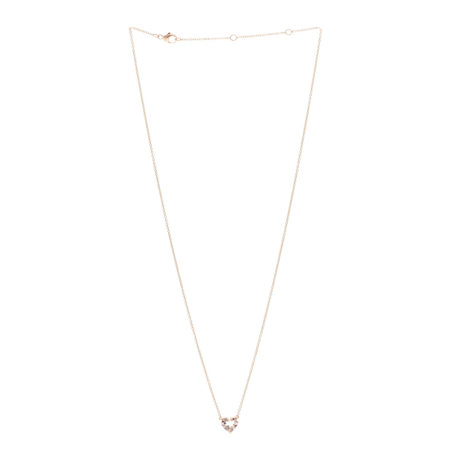 David Yurman 18K Rose Gold Morganite 8mm Chatelaine Heart Pendant Necklace 3 of 5