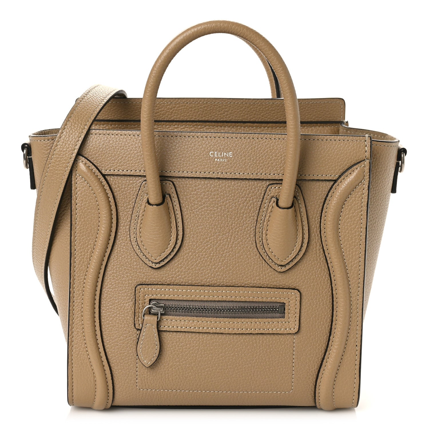 Celine Drummed Calfskin Nano Luggage Dune 1 of 8