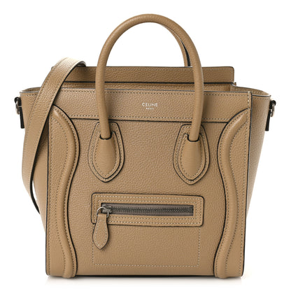 Celine Drummed Calfskin Nano Luggage Dune 1 of 8