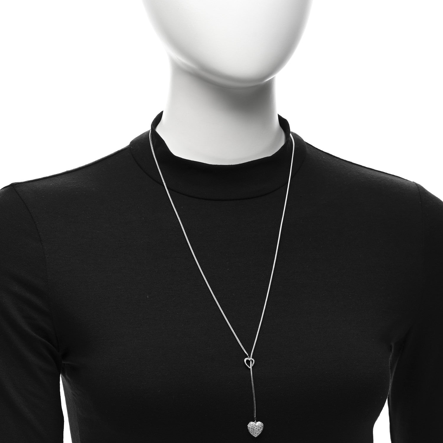 Tiffany Platinum Diamond Heart Lariat Necklace 2 of 5