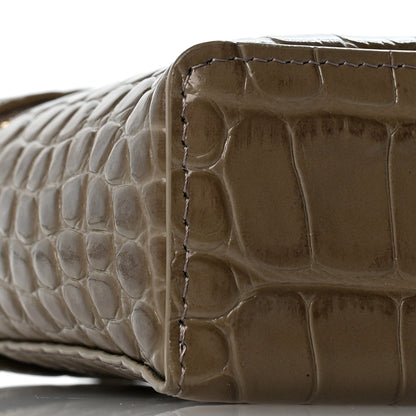 Chanel Calfskin Crocodile Embossed Top Handle Trapeze Small Vanity Case With Chain  Dark Khaki 9 of 10