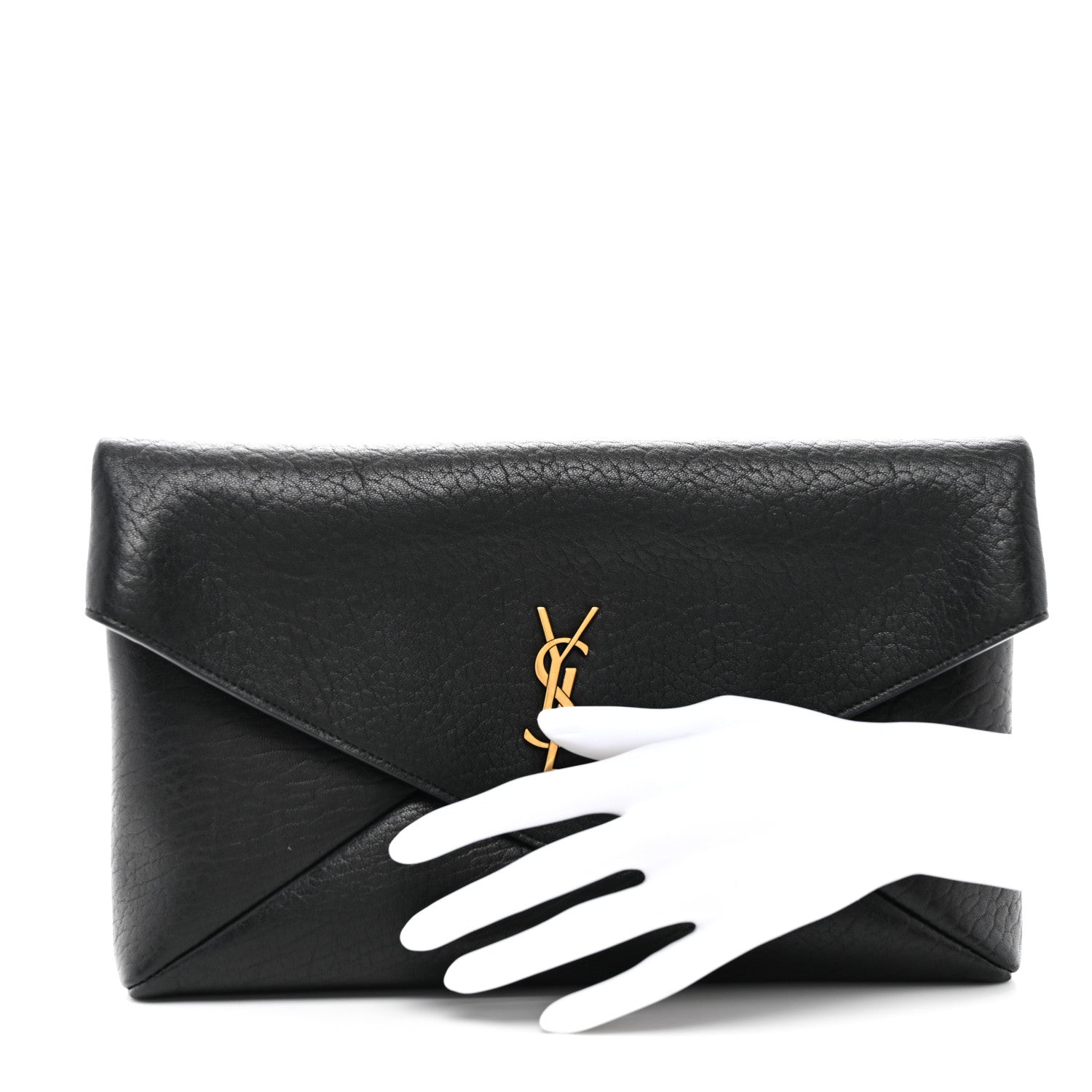 Saint Laurent Lambskin Large Cassandre Envelope Pouch Black 2 of 7