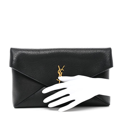 Saint Laurent Lambskin Large Cassandre Envelope Pouch Black 2 of 7