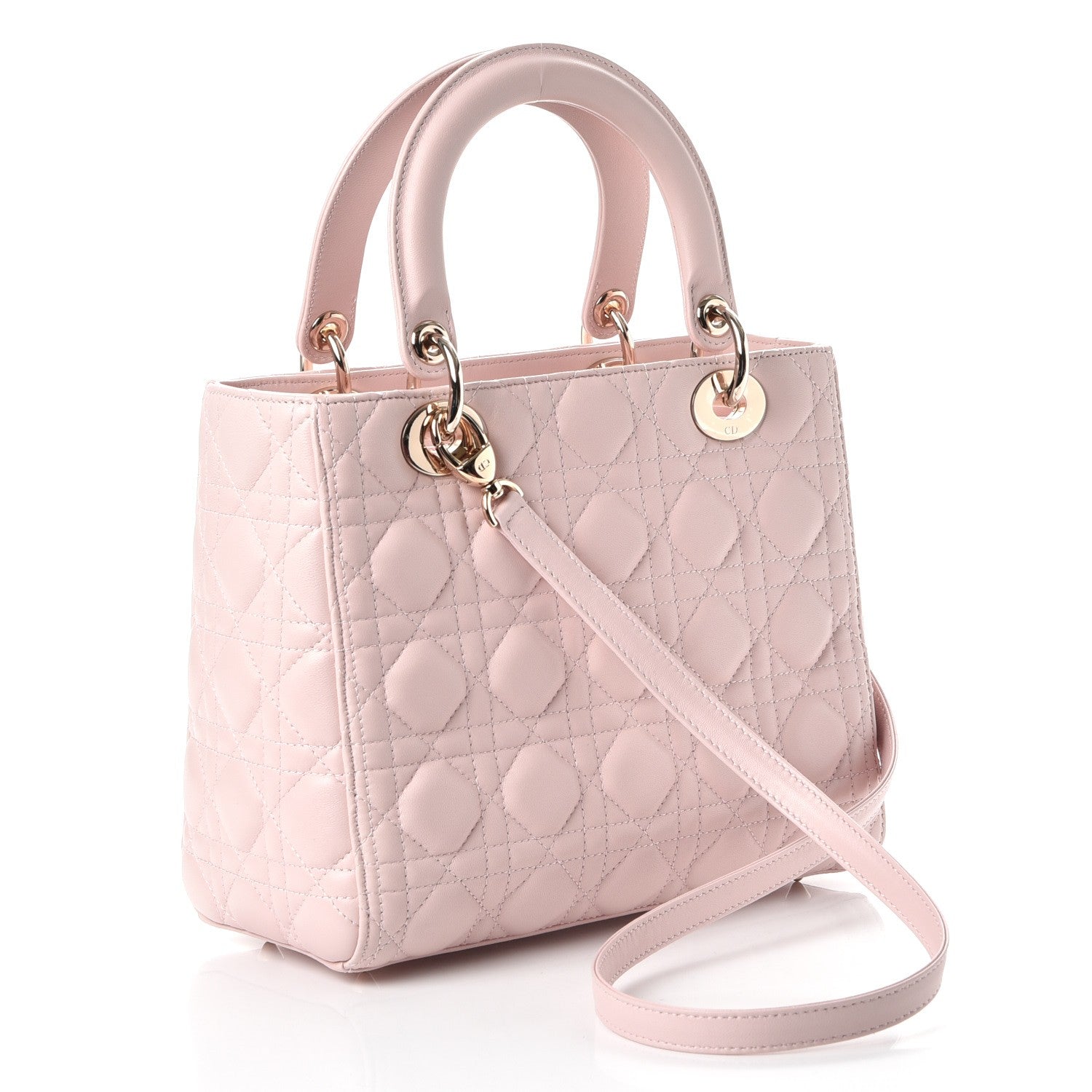 Christian Dior Lambskin Cannage Medium Lady Dior Light Pink 3 of 9
