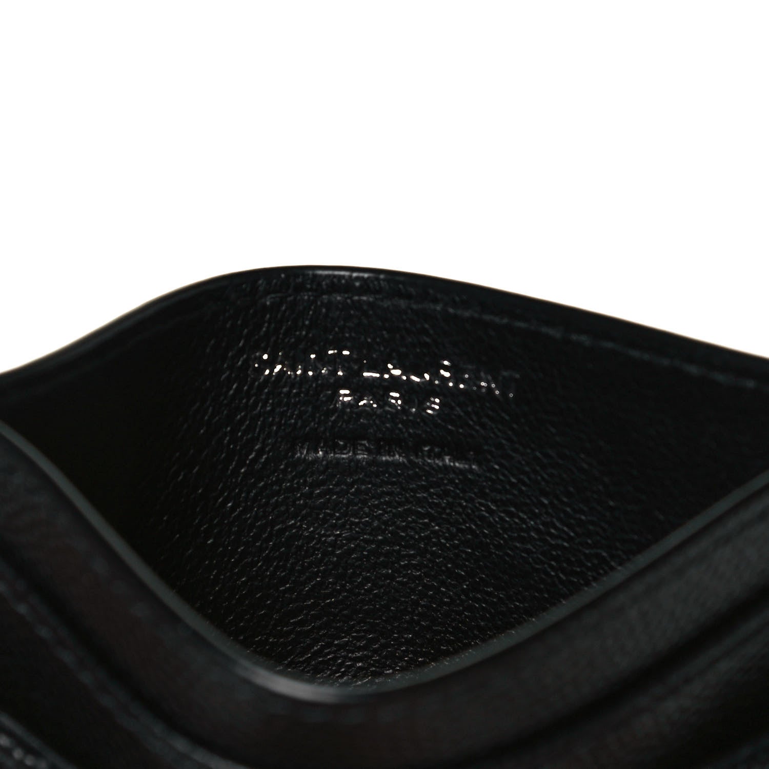 Saint Laurent Grain De Poudre Matelasse Chevron Monogram Credit Card Case Black 6 of 8