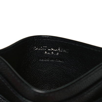 Saint Laurent Grain De Poudre Matelasse Chevron Monogram Credit Card Case Black 6 of 8