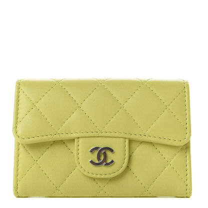 Chanel Lambskin Quilted Flap Card Holder Yellow 1 of 9