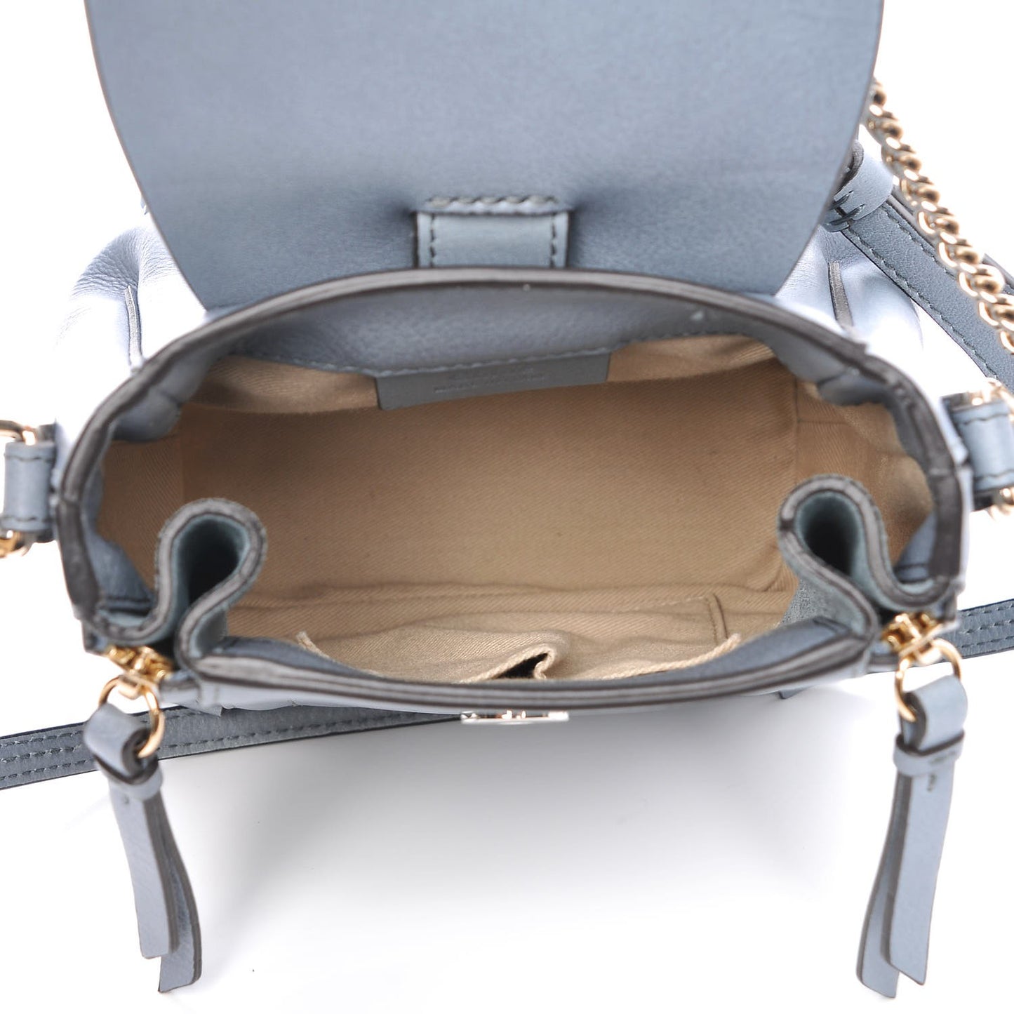 Suede Calfskin Mini Faye Backpack Cloudy Blue