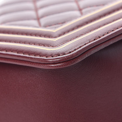 Chanel Lambskin Quilted Medium Boy Studded Handle Flap Burgundy Gold 14 of 26