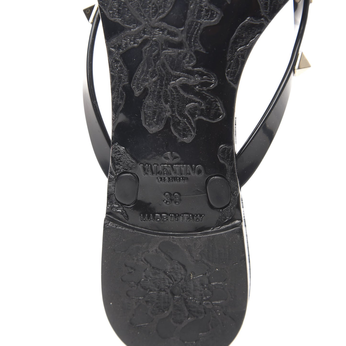 PVC Jelly Rockstud Bow Thong Sandals 38 Black