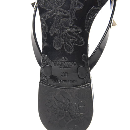 Valentino Garavani PVC Jelly Rockstud Bow Thong Sandals 38 Black 6 of 9