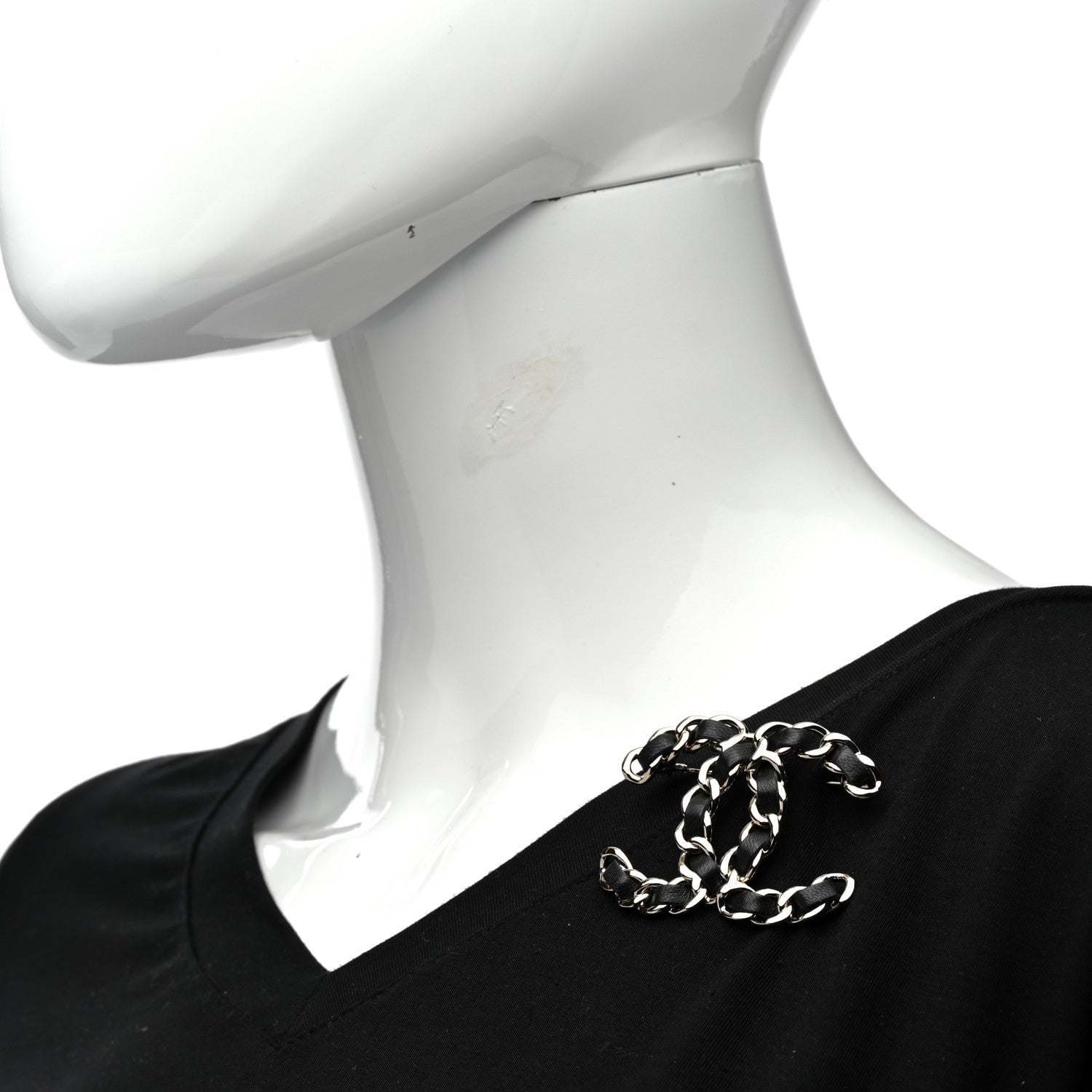Chanel Lambskin Chain CC Brooch Black Gold 2 of 5