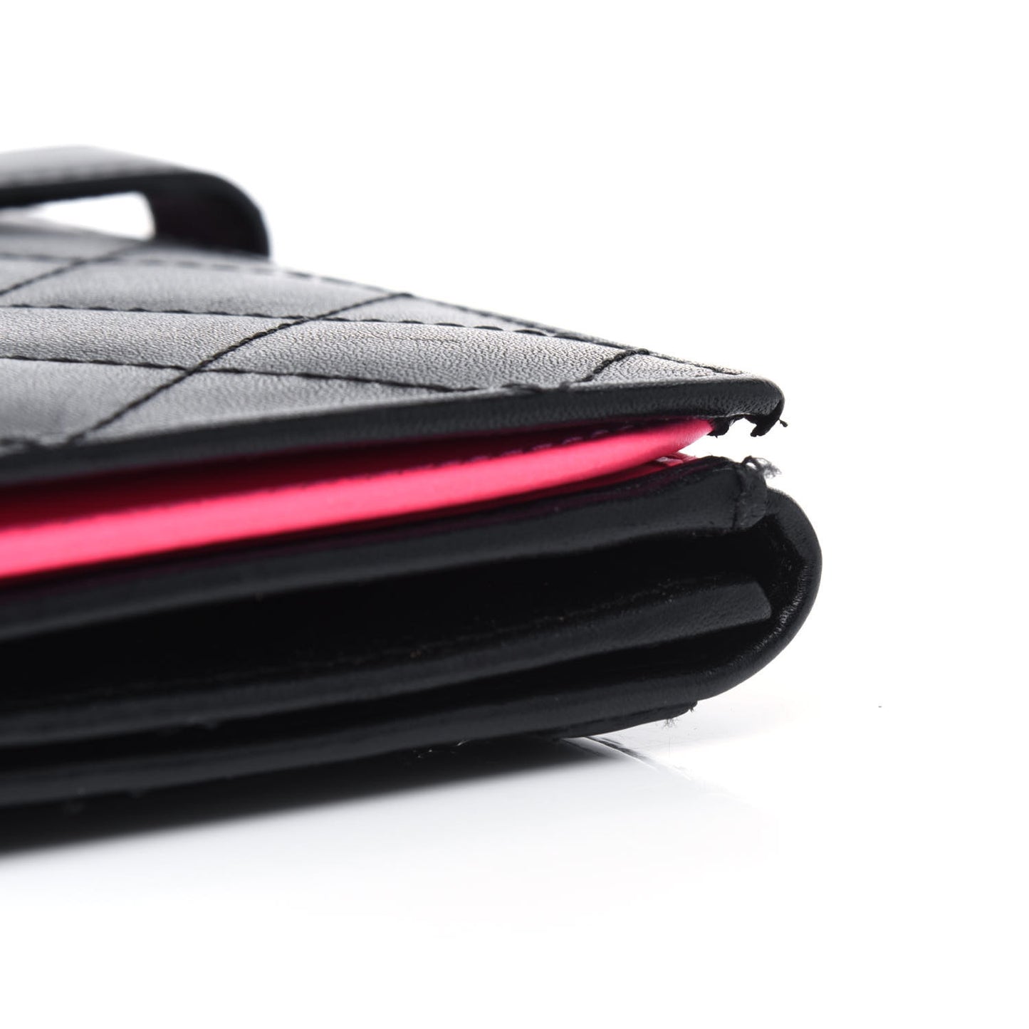 Calfskin Quilted Cambon Gusset Flap Wallet Black