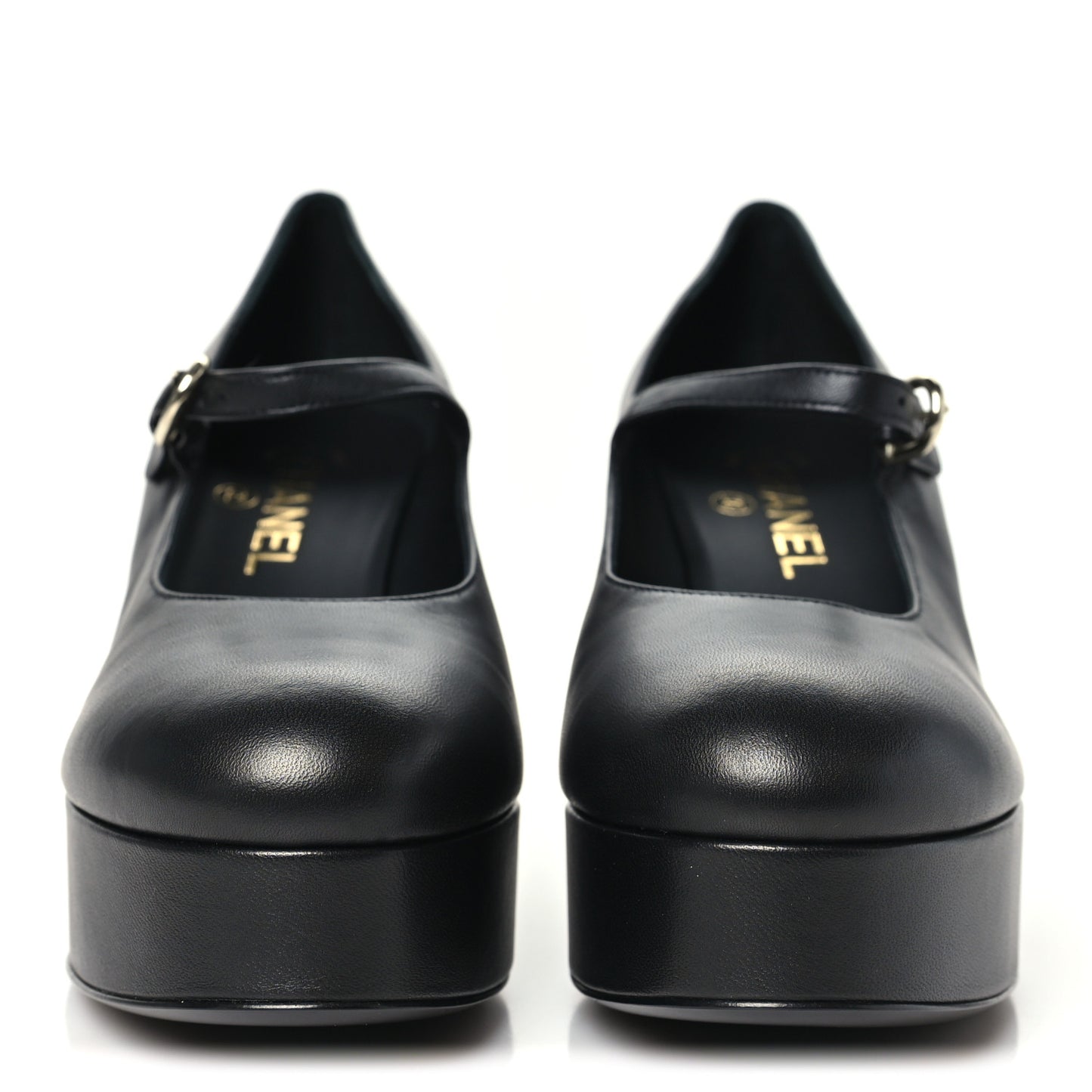 Lambskin Mary Jane Platform Pumps 38.5 Black