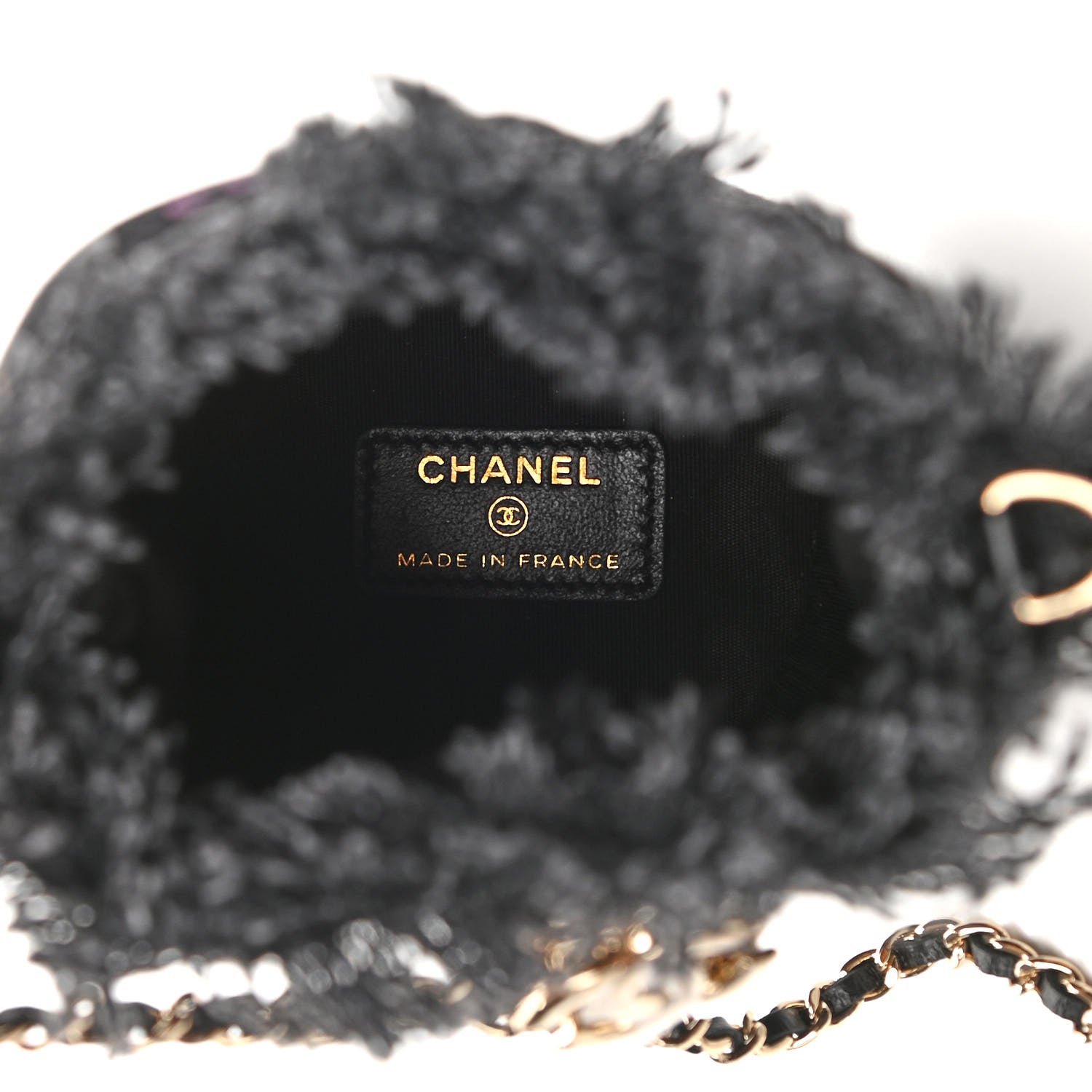 Chanel Denim Quilted Mood Mini Bucket With Chain Black Multicolor 5 of 11
