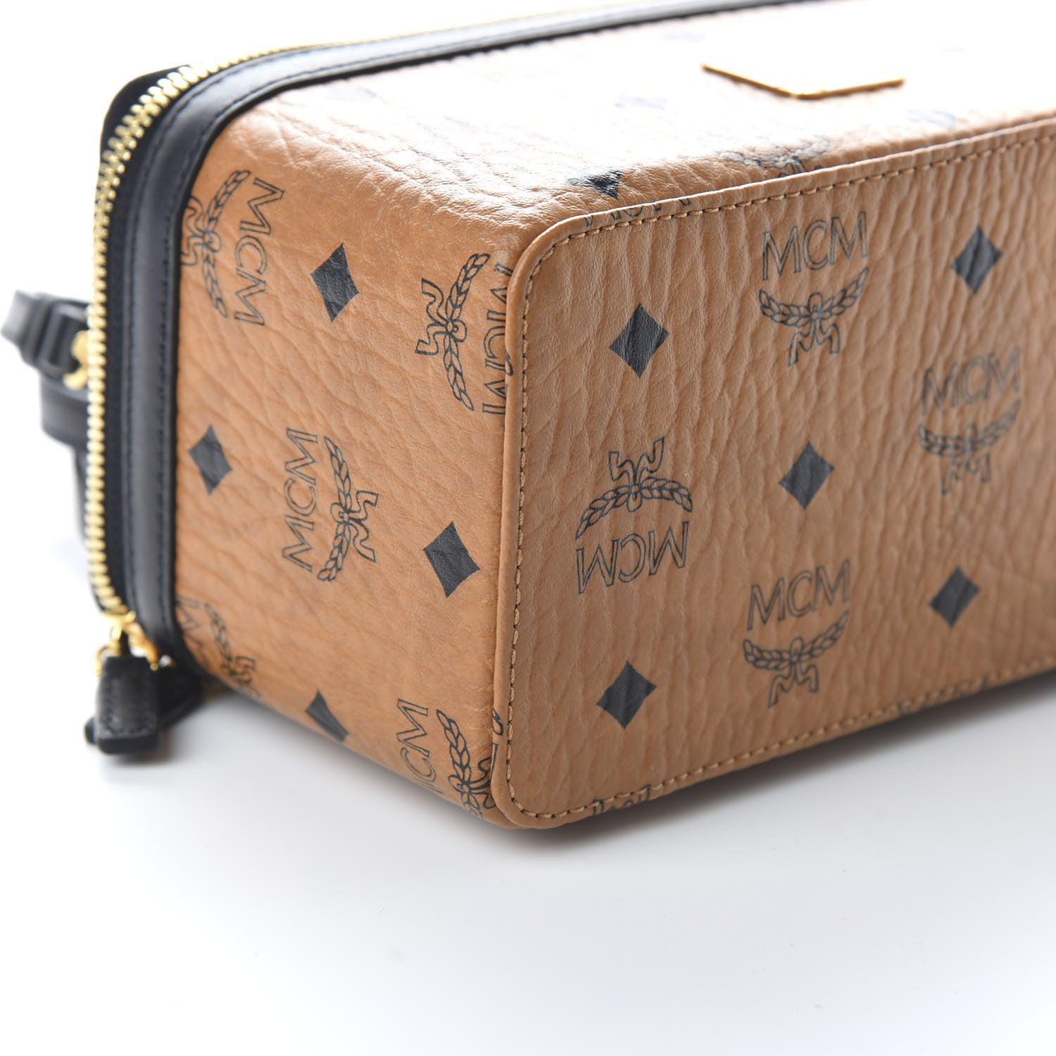 MCM Visetos Vanity Case Cognac Black 6 of 9