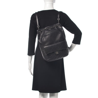 Chanel Lambskin Quilted Drawstring Backpack Navy Blue 2 of 15
