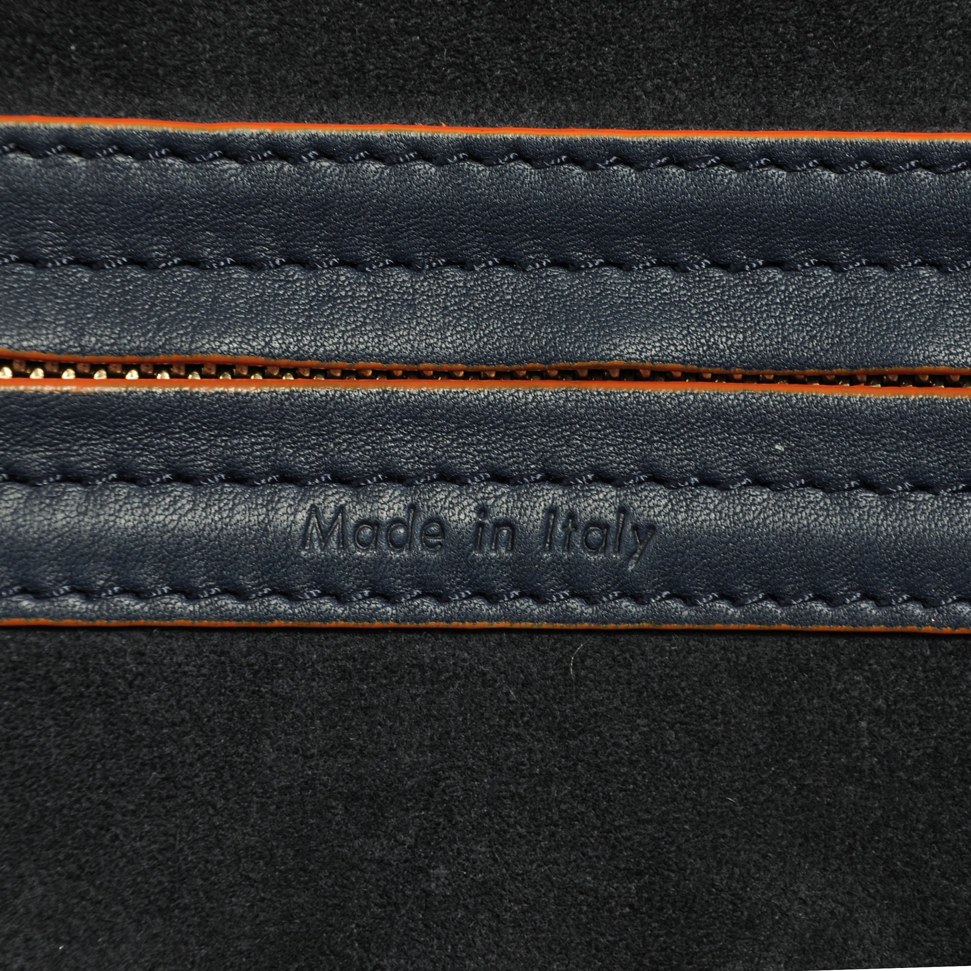 Celine Drummed Leather Medium Phantom Luggage Royal Blue Orange Trim 6 of 8