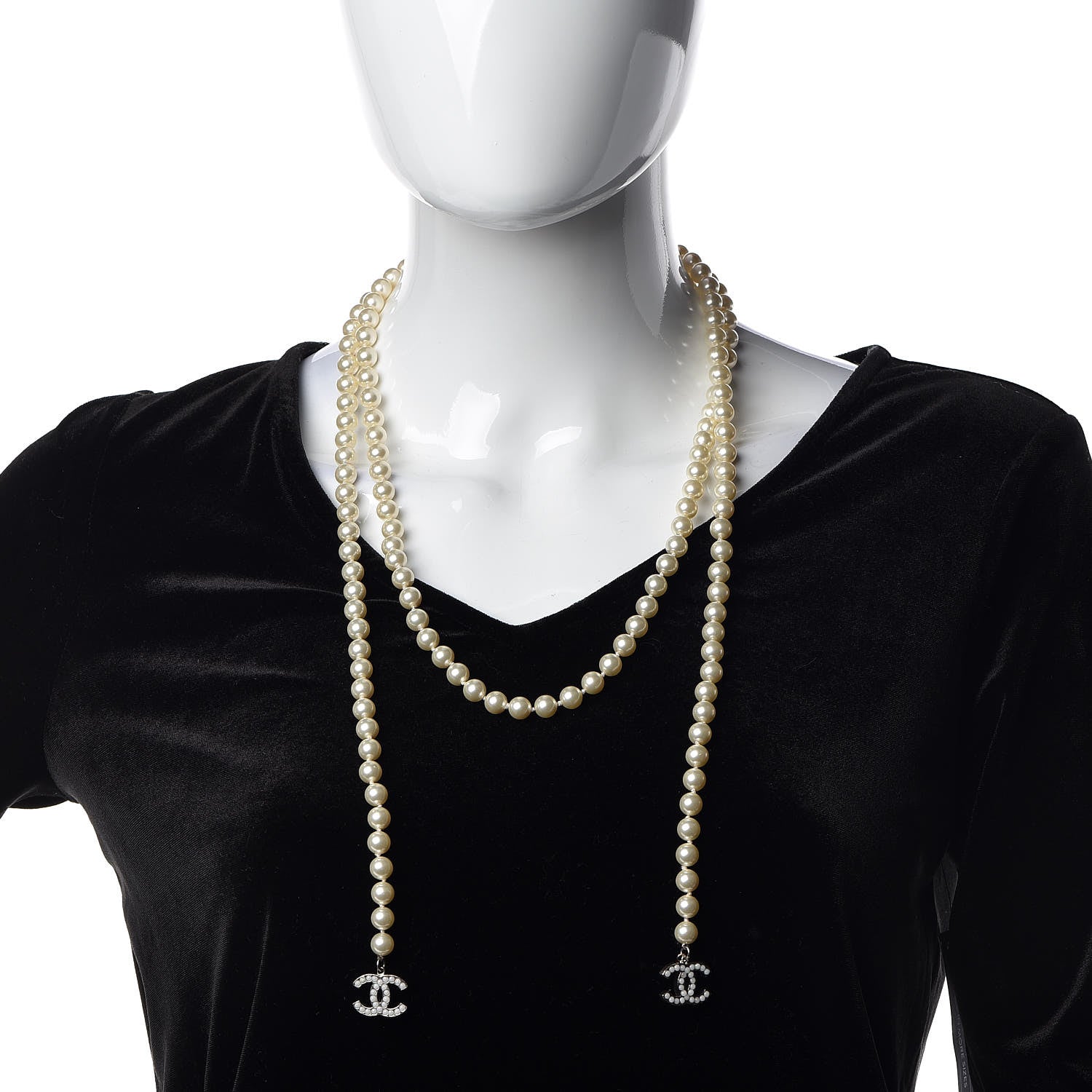 Chanel Pearl CC Long Necklace Silver 2 of 3