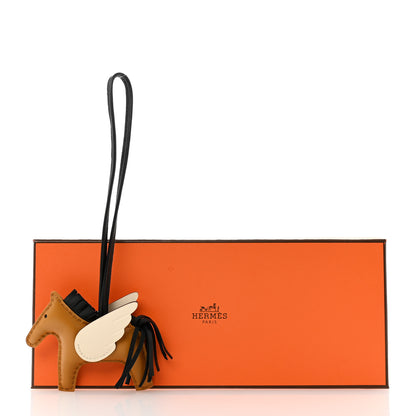 Hermes Milo Lambskin Grigri Rodeo Pegase Horse Bag Charm PM Sesame Black Nata 5 of 5