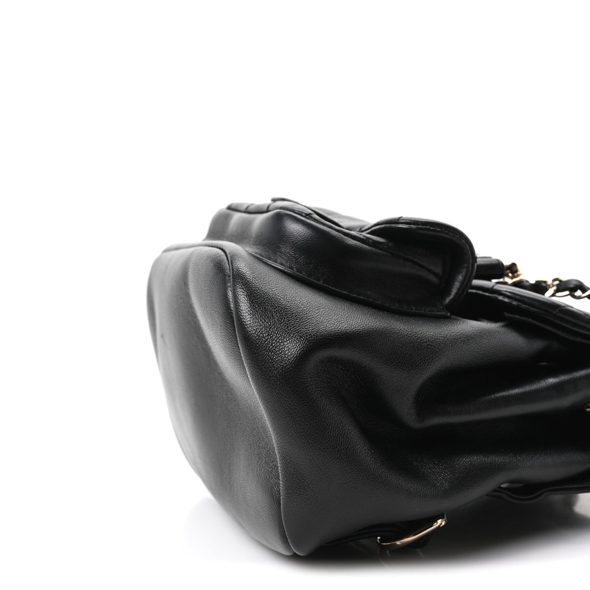 Lambskin Quilted Small Duma Drawstring Backpack Black