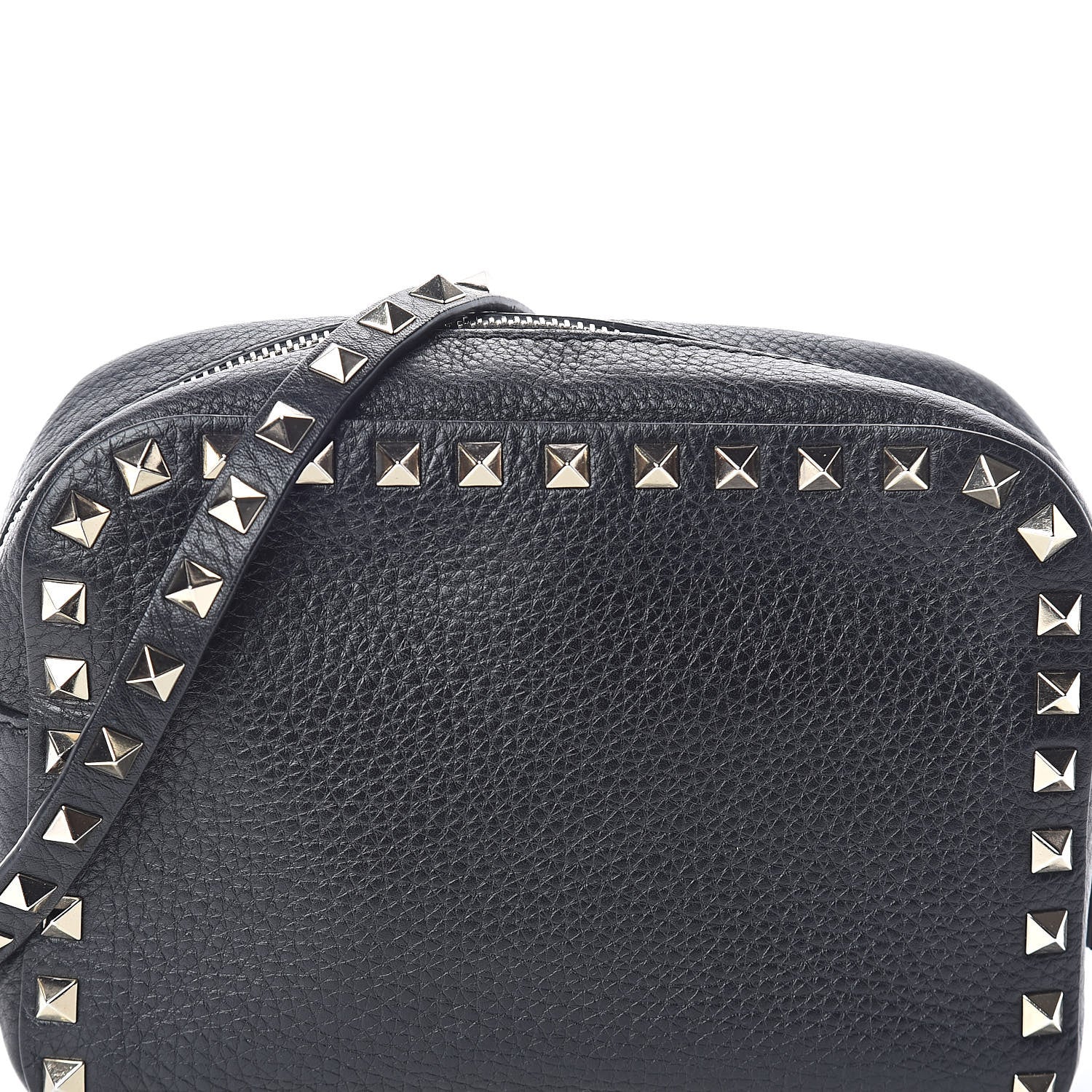 Valentino Garavani Pebbled Calfskin Rockstud Camera Crossbody Bag Black 7 of 9