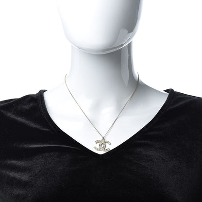 Chanel Crystal CC Pendant Necklace Light Gold 2 of 6
