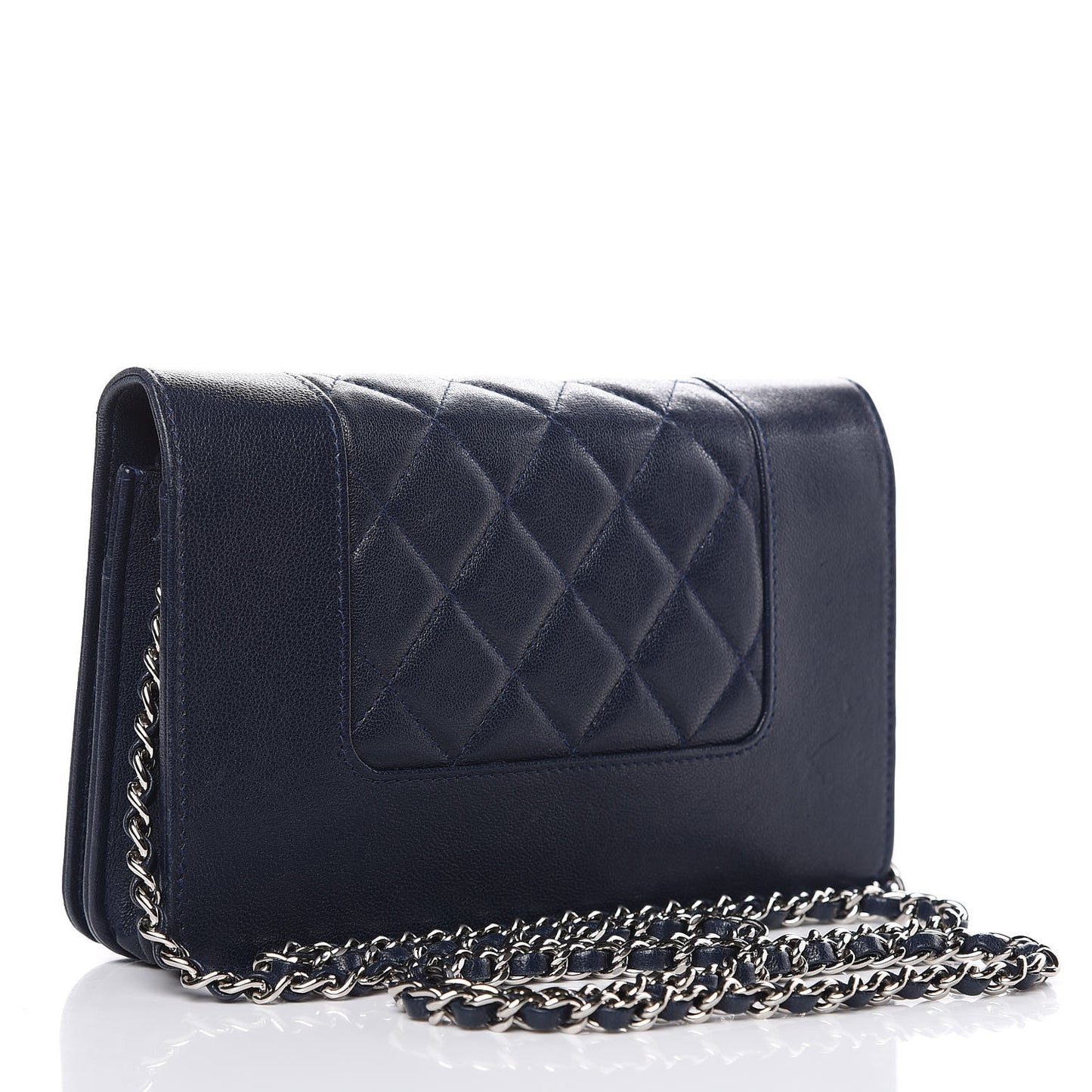 Sheepskin Quilted Mademoiselle Vintage Wallet On Chain WOC Blue