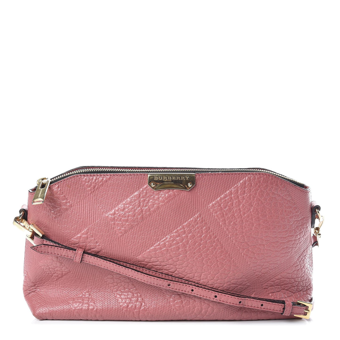 Signature Grain Calfskin Check Embossed Small Chichester Crossbody Clutch Bag Pink