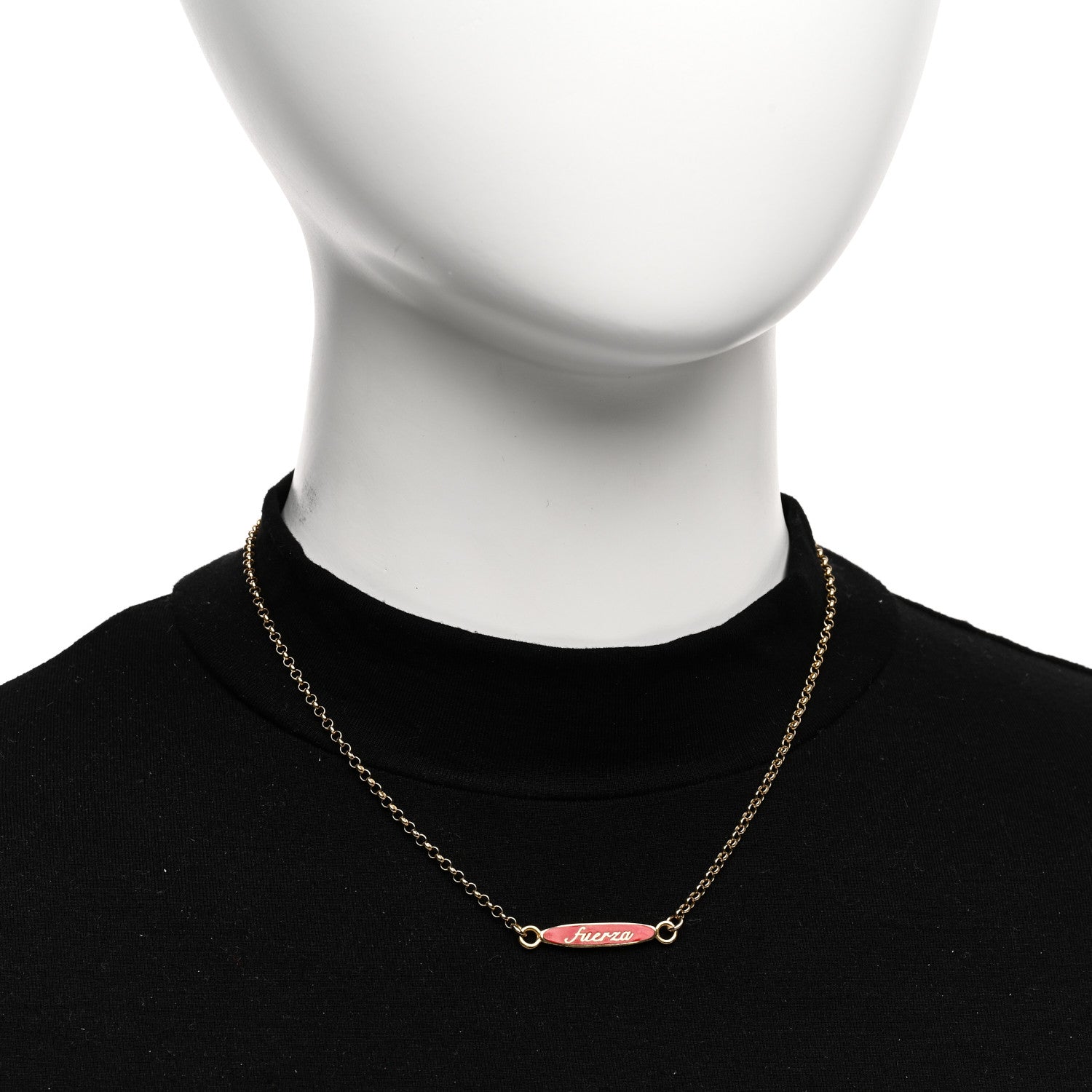 Foundrae 18K Yellow Gold Diamond Enamel Fuerza Pendant Necklace Red 2 of 4